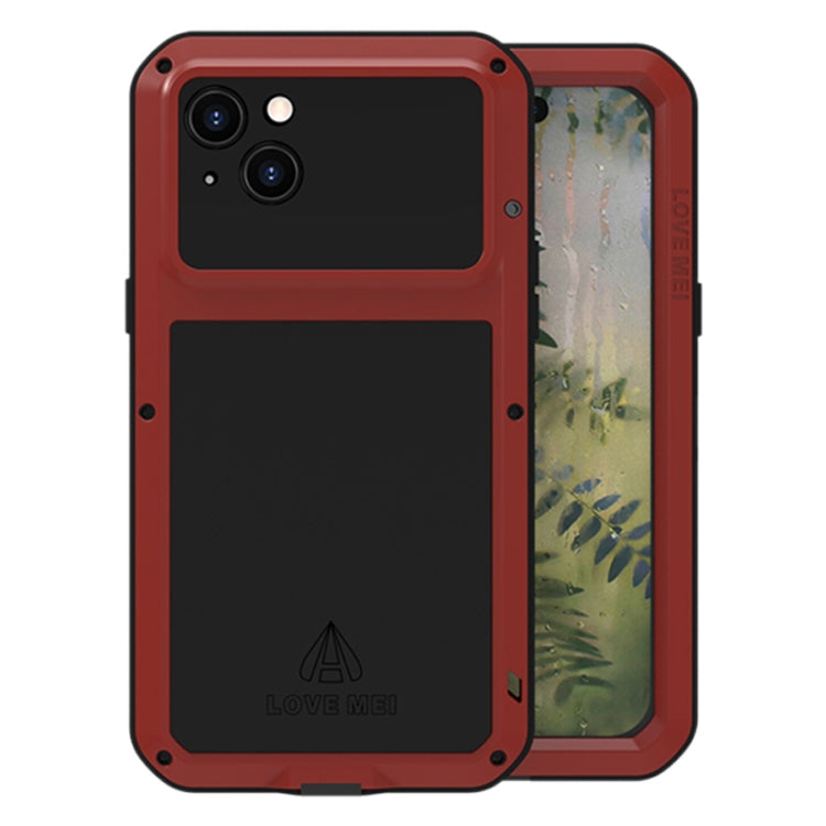 Pour iPhone 15 Plus Étui de téléphone LOVE MEI en métal antichoc étanche à vie et anti-poussière (rouge)