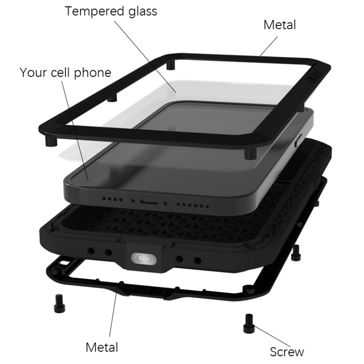 Pour iPhone 15 Plus Étui de téléphone LOVE MEI en métal antichoc étanche à vie et anti-poussière (rouge)