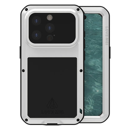 Pour iPhone 15 Pro Étui LOVE MEI en Métal Antichoc Étanche à la Poussière (Argent)
