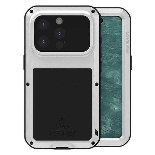 For iPhone 15 Pro LOVE MEI Metal Shockproof Life Waterproof Dustproof Phone Case(Silver)