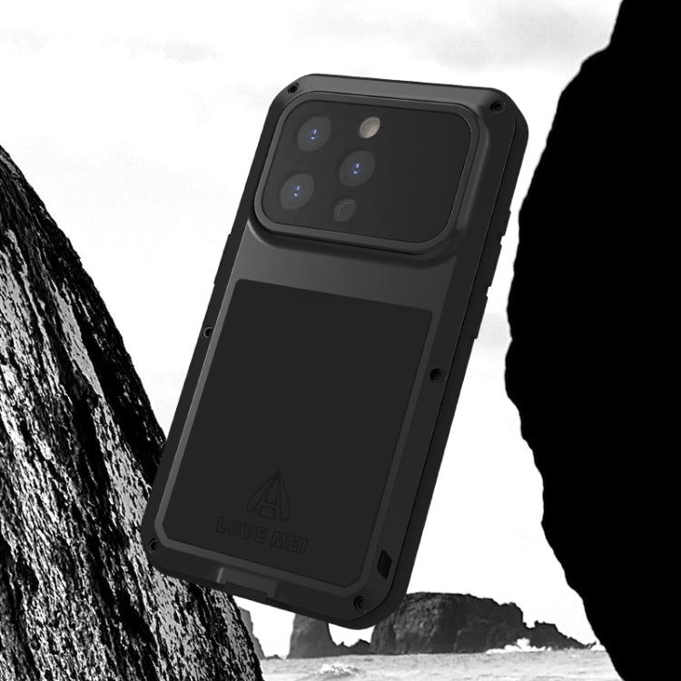 Pour iPhone 15 Pro Étui LOVE MEI en Métal Antichoc Étanche à la Poussière (Argent)