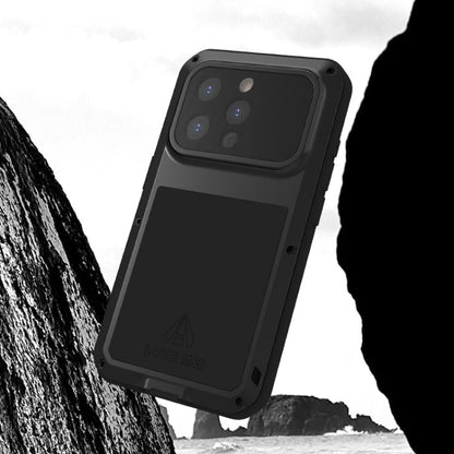 Pour iPhone 15 Pro Étui LOVE MEI en Métal Antichoc Étanche à la Poussière (Argent)