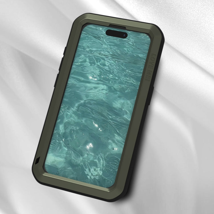 Pour iPhone 15 Pro Étui LOVE MEI en Métal Antichoc Étanche à la Poussière (Argent)