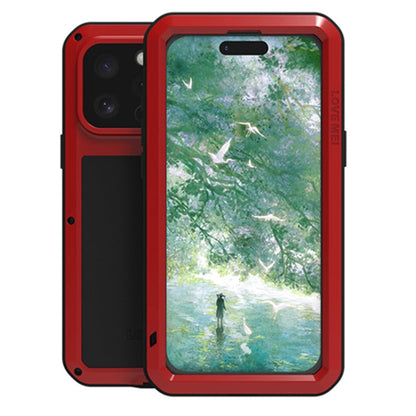 For iPhone 16 Pro Max LOVE MEI Metal Shockproof Life Waterproof Dustproof Phone Case(Red)
