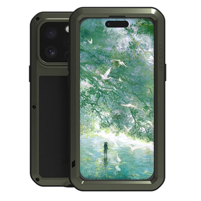 Pour iPhone 16 Pro LOVE MEI Coque de Téléphone en Métal Antichoc Étanche à Vie Anti-poussière (Noir)