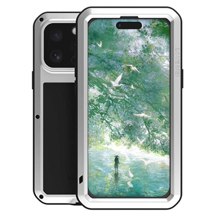 For iPhone 16 Pro LOVE MEI Metal Shockproof Life Waterproof Dustproof Phone Case(Silver)