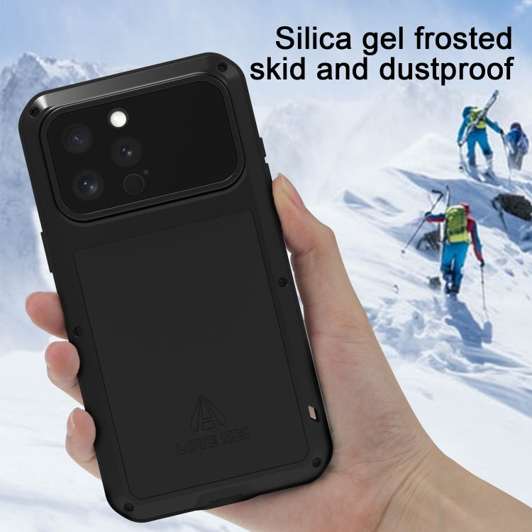 For iPhone 16 Pro LOVE MEI Metal Shockproof Life Waterproof Dustproof Phone Case(Silver)