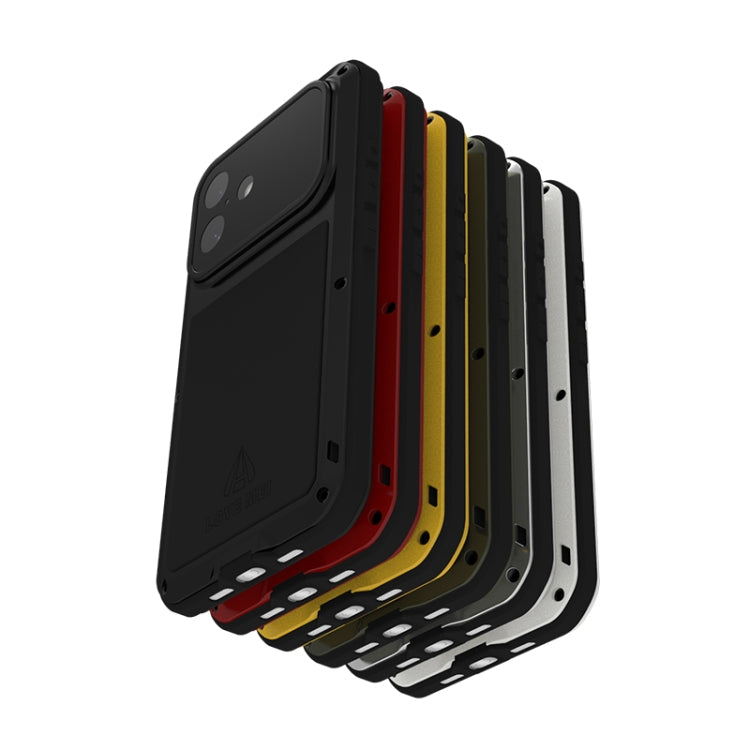 For iPhone 16 LOVE MEI Metal Shockproof Life Waterproof Dustproof Phone Case(Silver)