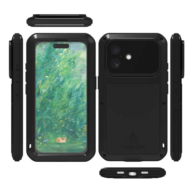 For iPhone 16 LOVE MEI Metal Shockproof Life Waterproof Dustproof Phone Case(Silver)