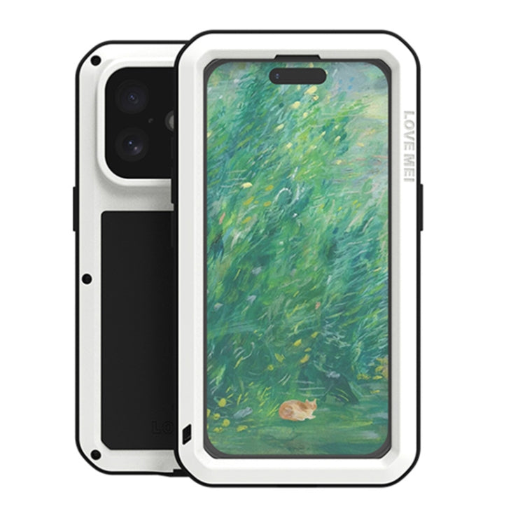 For iPhone 16 LOVE MEI Metal Shockproof Life Waterproof Dustproof Phone Case(White)