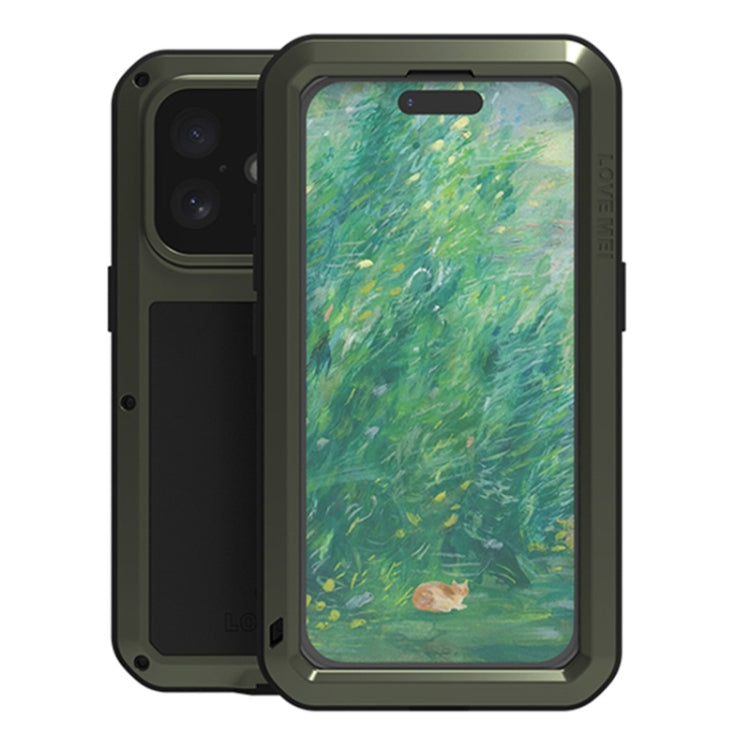 Pour iPhone 16 LOVE MEI Coque de Téléphone Antichoc en Métal Étanchéité à Vie Anti-Poussière (Vert Armée)