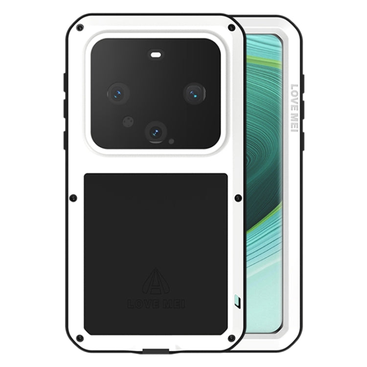 Pour Huawei Mate 60 Pro / 60 Pro+ Coque de téléphone antichoc en métal LOVE MEI étanche à la poussière (blanc)