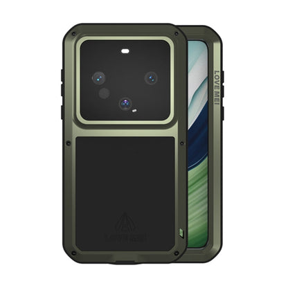 Pour Huawei Mate 60 LOVE MEI Coque de téléphone antichoc en métal étanche à la poussière (vert armée)