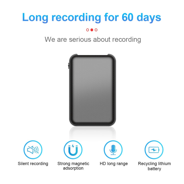 JNN Q75 Magnetic Smart Voice Recorder, Memory:64GB(Black)