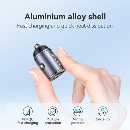 Chargeur de voiture rapide en alliage d'aluminium USAMS US-CC206 C38 PD30W double port USB + Type-C (terni)