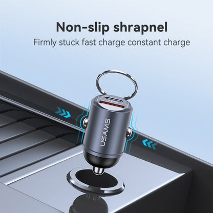 Chargeur de voiture rapide en alliage d'aluminium USAMS US-CC206 C38 PD30W double port USB + Type-C (terni)