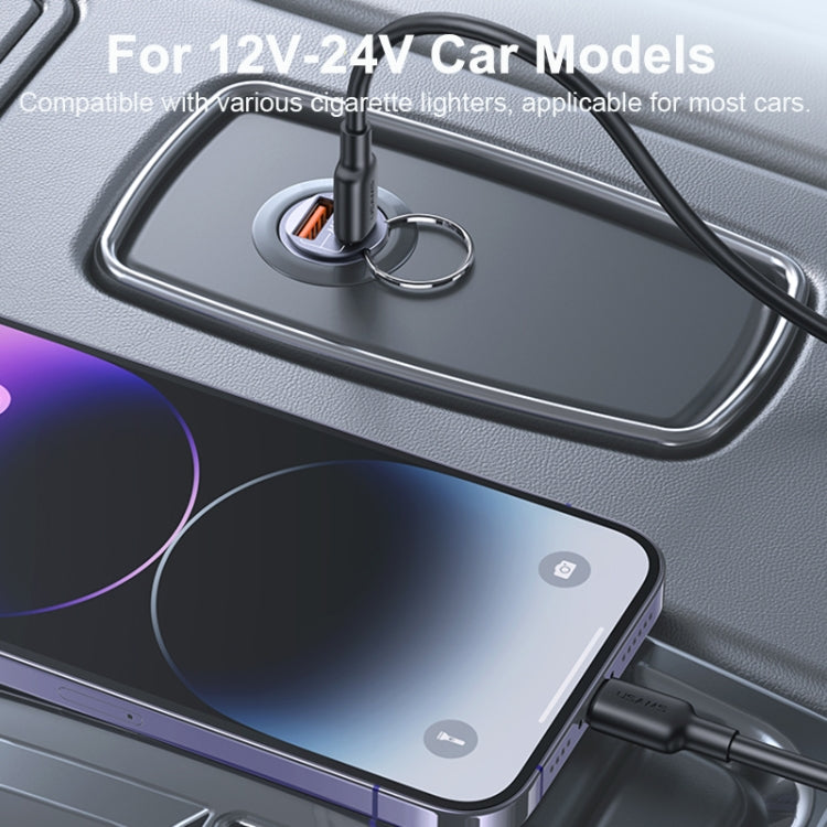 Chargeur de voiture rapide en alliage d'aluminium USAMS US-CC206 C38 PD30W double port USB + Type-C (terni)