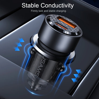 Chargeur de voiture transparent USAMS US-CC208 C39 60W double port USB + Type-C à charge rapide en alliage d'aluminium (noir)