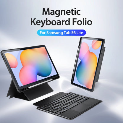 For Samsung Galaxy Tab S6 Lite / 2024 DUX DUCIS DK Floating Magnetic Keyboard Leather Tablet Case with Holder(Black)