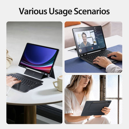 For Samsung Galaxy Tab S9+ DUX DUCIS DK Floating Magnetic Keyboard Leather Tablet Case with Holder(Black)