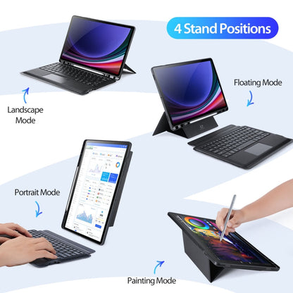 For Samsung Galaxy Tab S9+ DUX DUCIS DK Floating Magnetic Keyboard Leather Tablet Case with Holder(Black)
