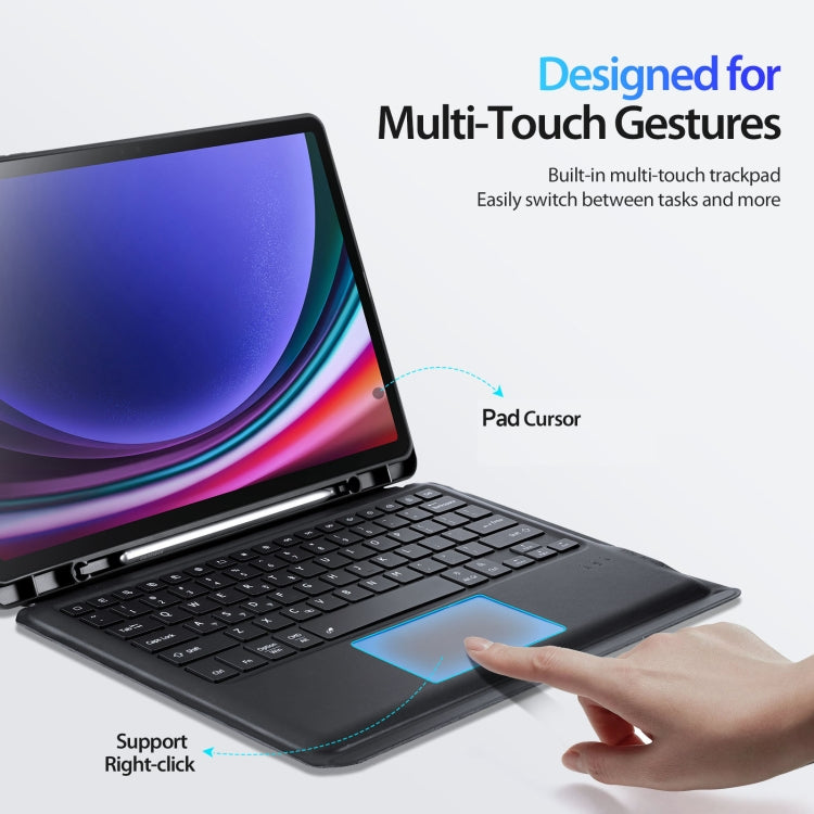 For Samsung Galaxy Tab S9+ DUX DUCIS DK Floating Magnetic Keyboard Leather Tablet Case with Holder(Black)