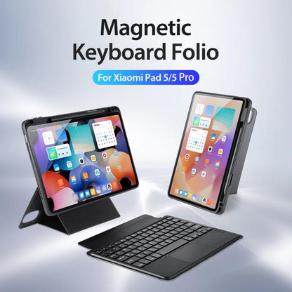 Pour Xiaomi Pad 5 / 5 Pro DUX DUCIS DK Étui clavier magnétique flottant en cuir avec support (Noir)