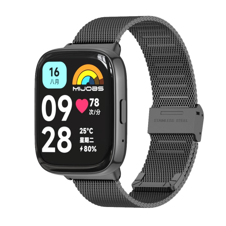 Pour Redmi Watch 3 Lite / Watch 3 Active Mijobs Bracelet de Montre en Métal à Boucle Milanaise (Noir)