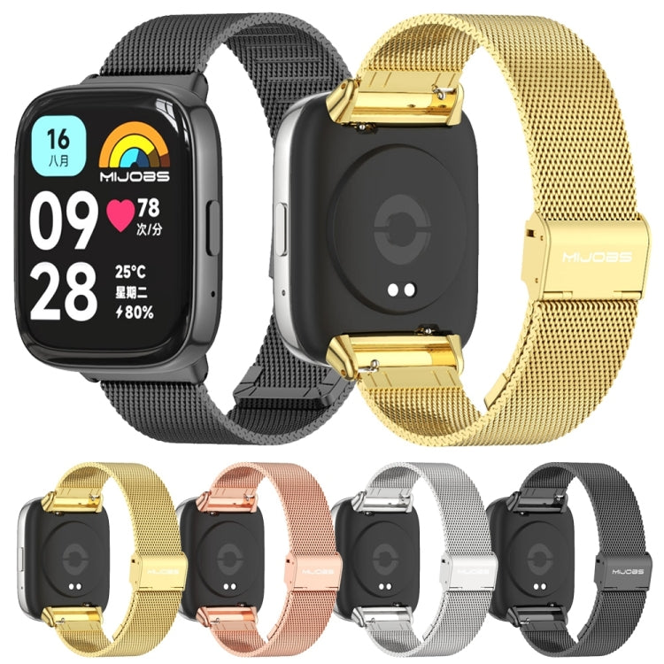 Pour Redmi Watch 3 Lite / Watch 3 Active Mijobs Bracelet de Montre en Métal à Boucle Milanaise (Noir)