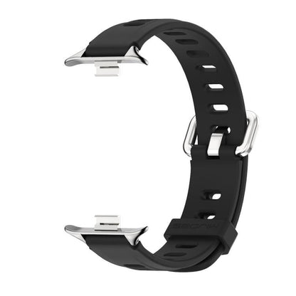 For Xiaomi Band 10 Pro / Redmi Watch 6 / 5 Mijobs Flat Hole Breathable Silicone Watch Band(Black Silver)