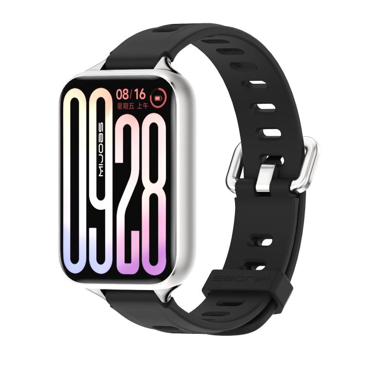 For Xiaomi Band 10 Pro / Redmi Watch 6 / 5 Mijobs Flat Hole Breathable Silicone Watch Band(Black Silver)