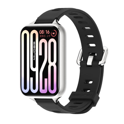 For Xiaomi Band 10 Pro / Redmi Watch 6 / 5 Mijobs Flat Hole Breathable Silicone Watch Band(Black Silver)