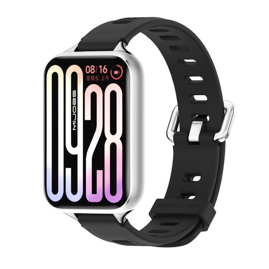 For Xiaomi Band 10 Pro / Redmi Watch 6 / 5 Mijobs Flat Hole Breathable Silicone Watch Band(Black Silver)