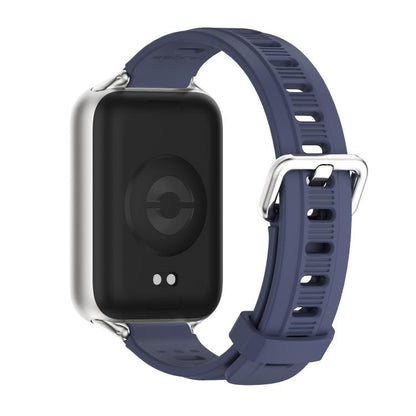 For Xiaomi Band 10 Pro / Redmi Watch 6 / 5 Mijobs Flat Hole Breathable Silicone Watch Band(Midnight Blue Silver)
