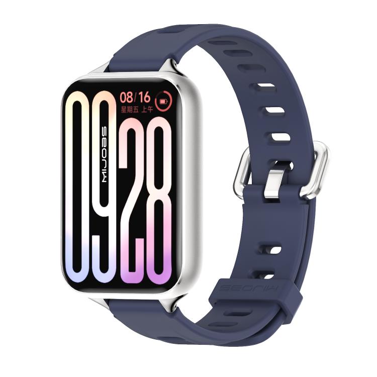 For Xiaomi Band 10 Pro / Redmi Watch 6 / 5 Mijobs Flat Hole Breathable Silicone Watch Band(Midnight Blue Silver)