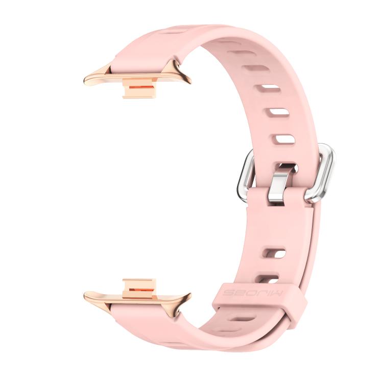 For Xiaomi Band 10 Pro / Redmi Watch 6 / 5 Mijobs Flat Hole Breathable Silicone Watch Band(Pink Rose Gold)