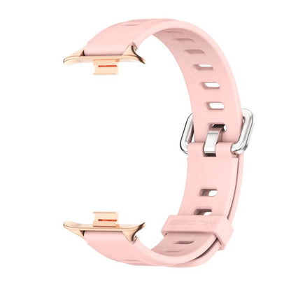 For Xiaomi Band 10 Pro / Redmi Watch 6 / 5 Mijobs Flat Hole Breathable Silicone Watch Band(Pink Rose Gold)