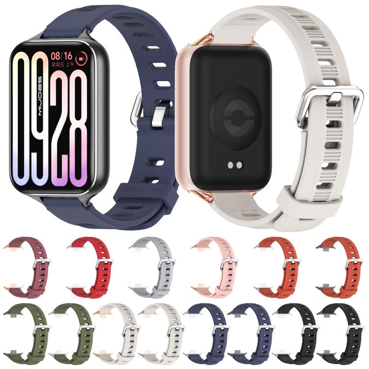 For Xiaomi Band 10 Pro / Redmi Watch 6 / 5 Mijobs Flat Hole Breathable Silicone Watch Band(Pink Rose Gold)