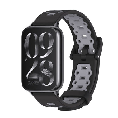 For Redmi Watch 6 / 5 / Xiaomi Band 9 Pro Mijobs Square Hole Breathable Silicone Watch Band(Black Grey)