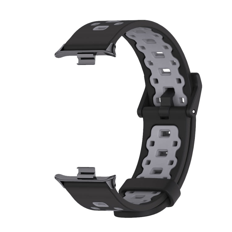 For Redmi Watch 6 / 5 / Xiaomi Band 9 Pro Mijobs Square Hole Breathable Silicone Watch Band(Black Grey)