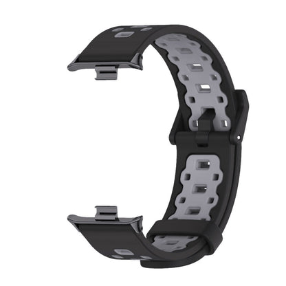 For Redmi Watch 6 / 5 / Xiaomi Band 9 Pro Mijobs Square Hole Breathable Silicone Watch Band(Black Grey)