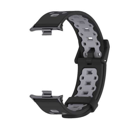 For Redmi Watch 6 / 5 / Xiaomi Band 9 Pro Mijobs Square Hole Breathable Silicone Watch Band(Black Grey)