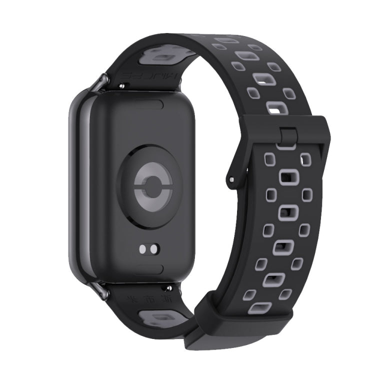 For Redmi Watch 6 / 5 / Xiaomi Band 9 Pro Mijobs Square Hole Breathable Silicone Watch Band(Black Grey)