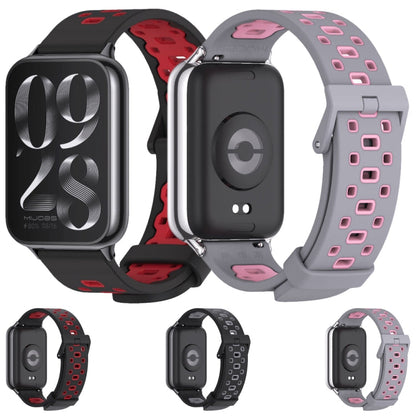 For Redmi Watch 6 / 5 / Xiaomi Band 9 Pro Mijobs Square Hole Breathable Silicone Watch Band(Black Grey)