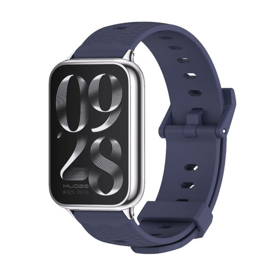For Xiaomi Band 10 Pro / Redmi Watch 6 / 5 Mijobs Honeycomb Texture Silicone Watch Band(Midnight Blue Silver)