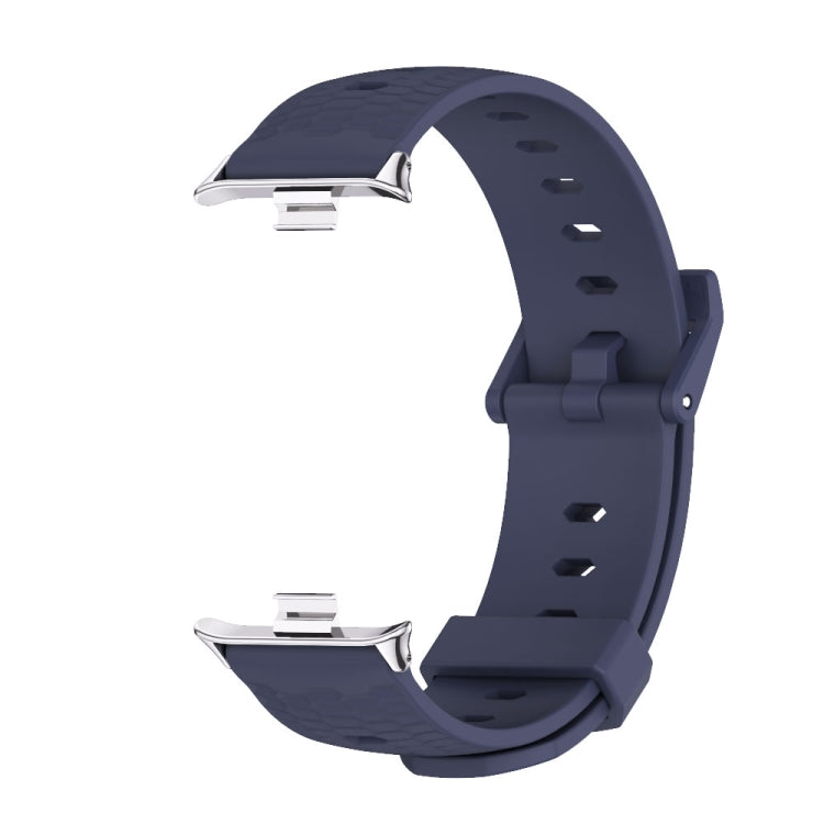 For Redmi Watch 6 / 5 / Xiaomi Band 9 Pro Mijobs Honeycomb Texture Silicone Watch Band(Midnight Blue Silver)