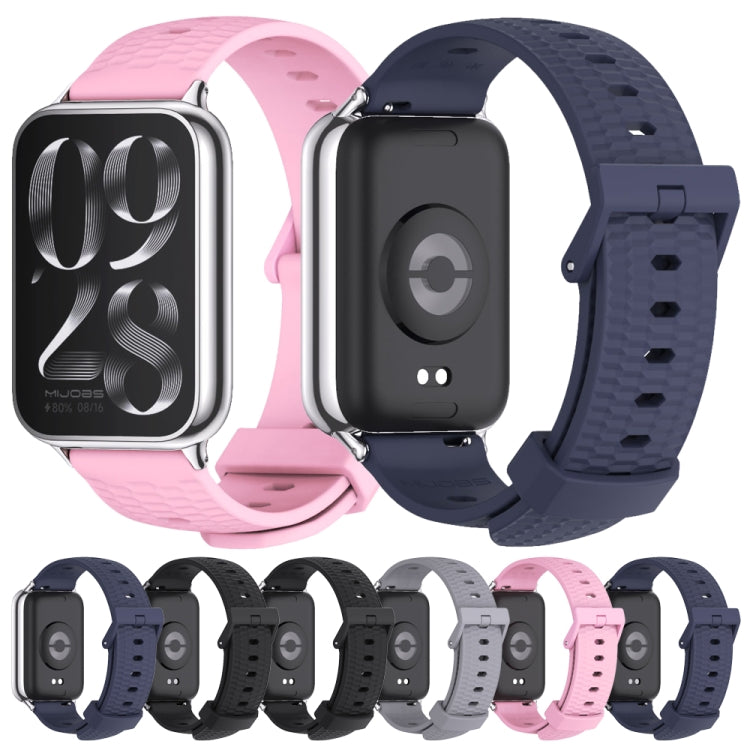 For Redmi Watch 6 / 5 / Xiaomi Band 9 Pro Mijobs Honeycomb Texture Silicone Watch Band(Midnight Blue Silver)