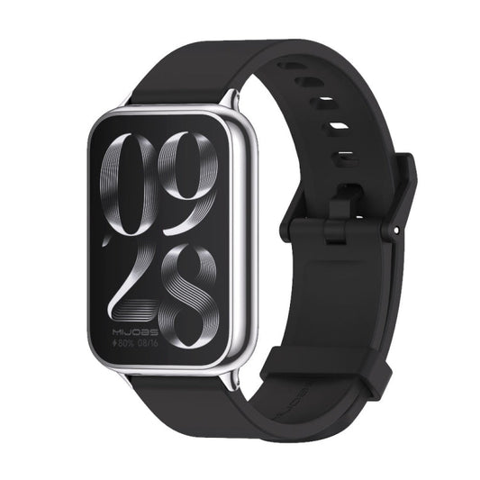 For Xiaomi Band 10 Pro / Redmi Watch 6 / 5 Mijobs Silicone Breathable Watch Band(Black Silver)