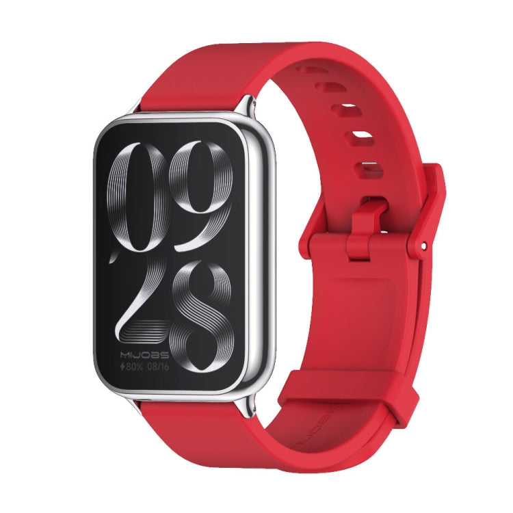 For Xiaomi Band 10 Pro / Redmi Watch 6 / 5 Mijobs Silicone Breathable Watch Band(Red+Silver)