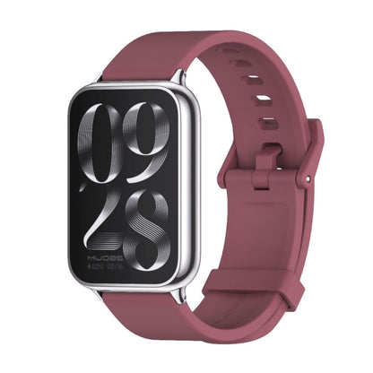 Pour Redmi Watch 6 / 5 / Xiaomi Band 9 Pro Bracelet de montre Mijobs en silicone respirant (rouge vin + argent)